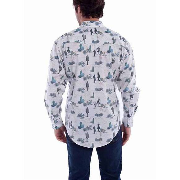 NEW SCULLY cactus print long sleeve shirt in white - Picture 2 of 2